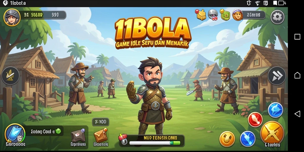 Screenshot gameplay 11BOLA menampilkan tim sepak bola yang sedang bertanding.