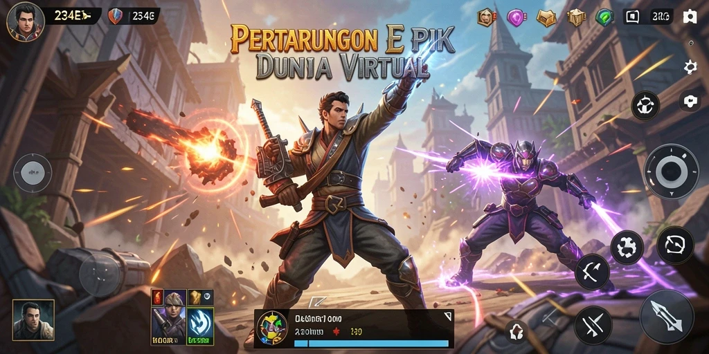Tampilan dinamis gameplay pertarungan di 234E.