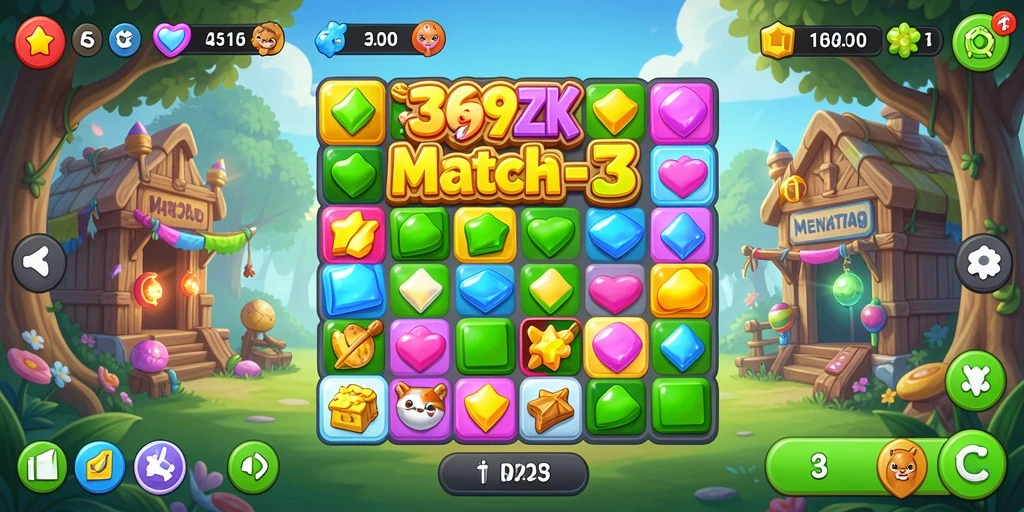 Tampilan gameplay seru dalam permainan Match-3 369ZK.