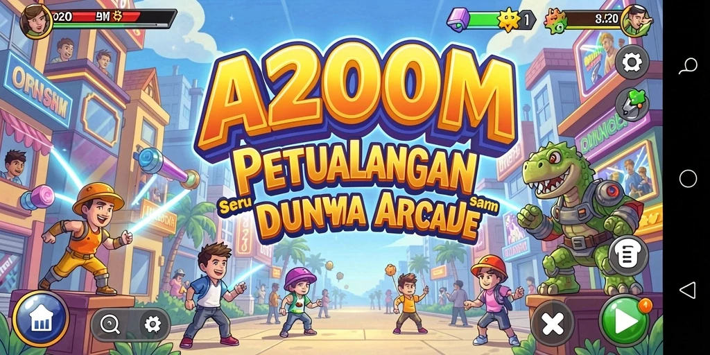 Screenshot menampilkan aksi seru gameplay A200M dalam dunia Arcade.