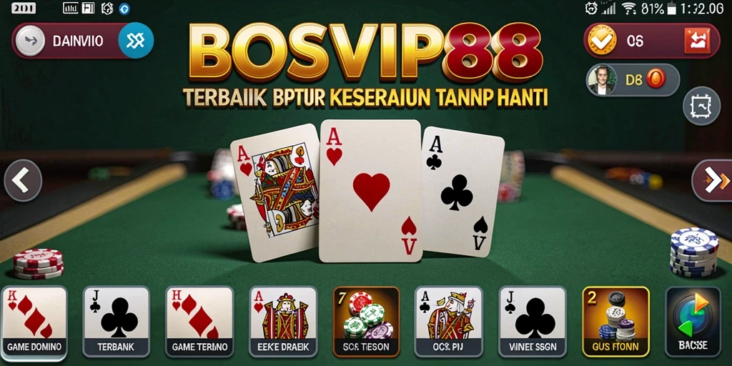 Tampilan gameplay seru dari game Domino BOSVIP88.