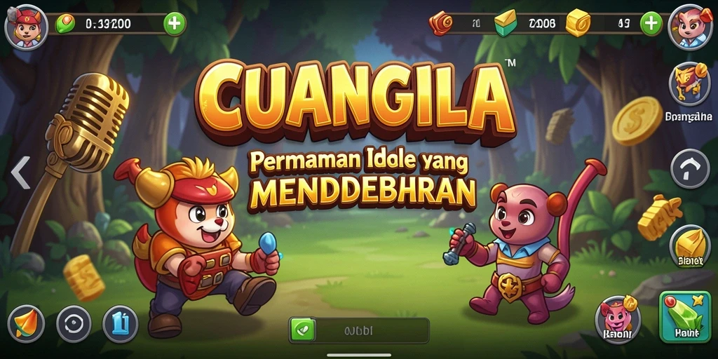 Tampilan gameplay CUANGILA yang menawan dengan karakter Idle beraksi.