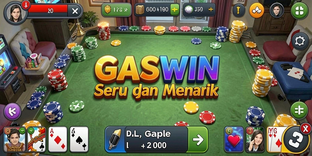 Screenshot menunjukkan antarmuka gameplay seru dari GASWIN.
