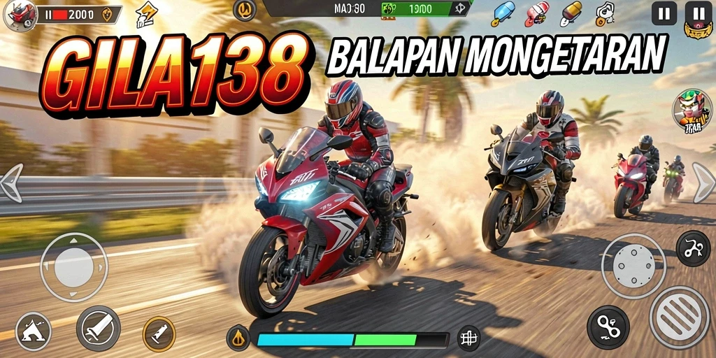 Tampilan gameplay GILA138 yang seru dan penuh aksi balapan motor.