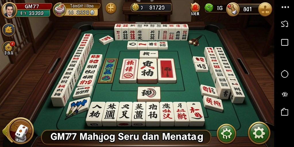 Screenshot gameplay GM777 dengan tampilan ubin Mahjong yang menarik.