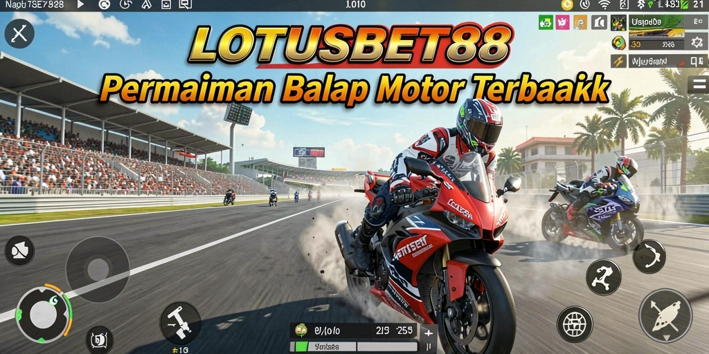 Tampilan screenshot LOTUSBET88 menunjukkan aksi balap motor yang mendebarkan.