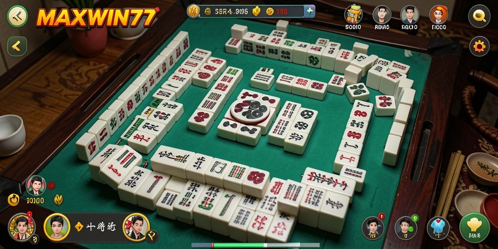 Tampilan gameplay seru dari MAXWIN77 dengan aksi Mahjong yang mendebarkan.