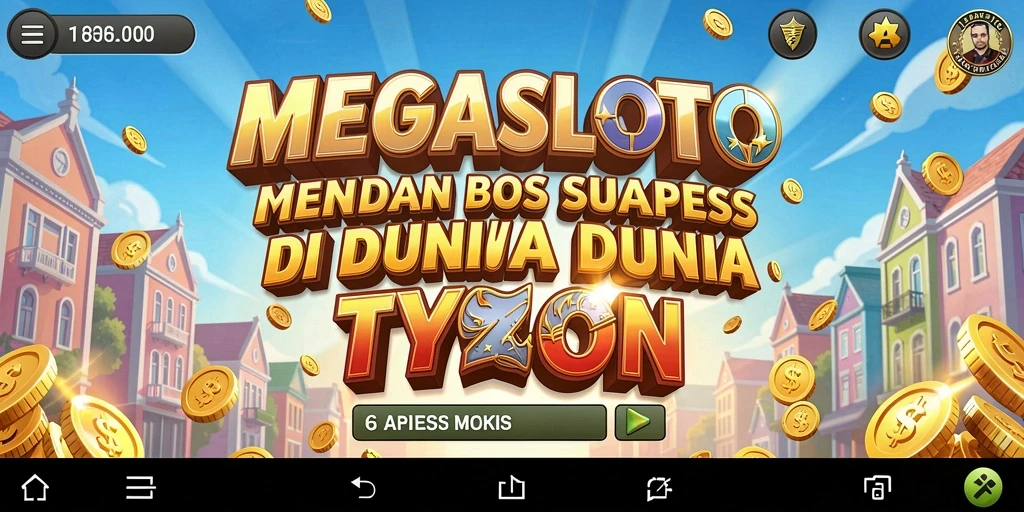 Menampilkan gameplay seru MEGASLOTO di dunia Tycoon.