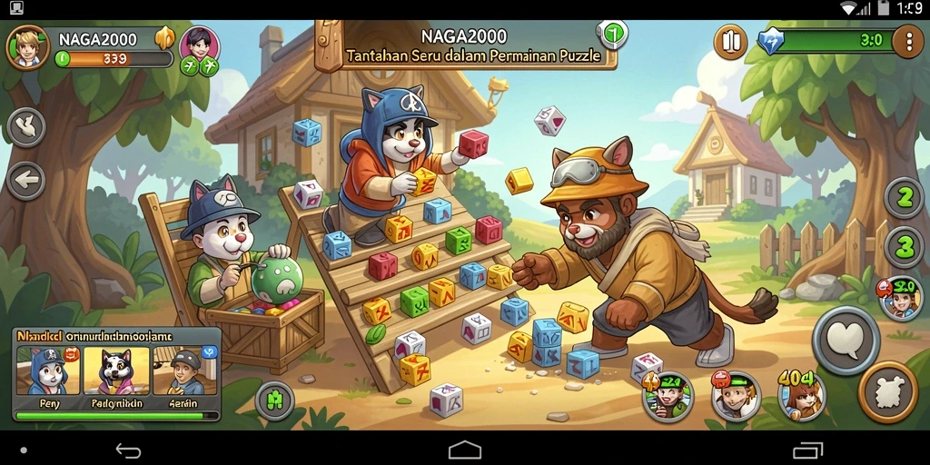 Tampilan seru gameplay NAGA2000 dengan tantangan puzzle menarik.