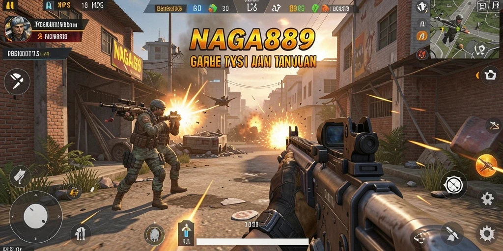 Screenshot gameplay NAGA889 menampilkan aksi tembak-menembak yang mendebarkan.
