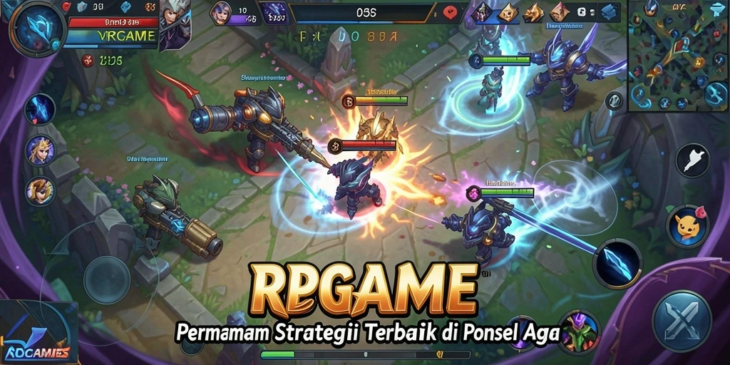 Tangkapan layar RPGAME menampilkan pertempuran strategi yang intens dan mendebarkan.