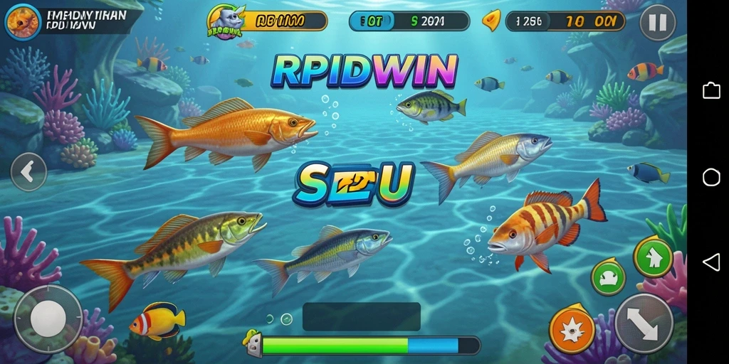 Gambaran gameplay RPIDWIN yang menarik dan seru saat menembak ikan.