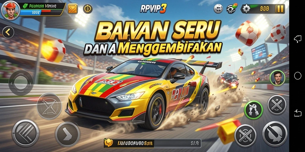 Gameplay seru RPVIP3 dengan balapan mendebarkan di berbagai trek.