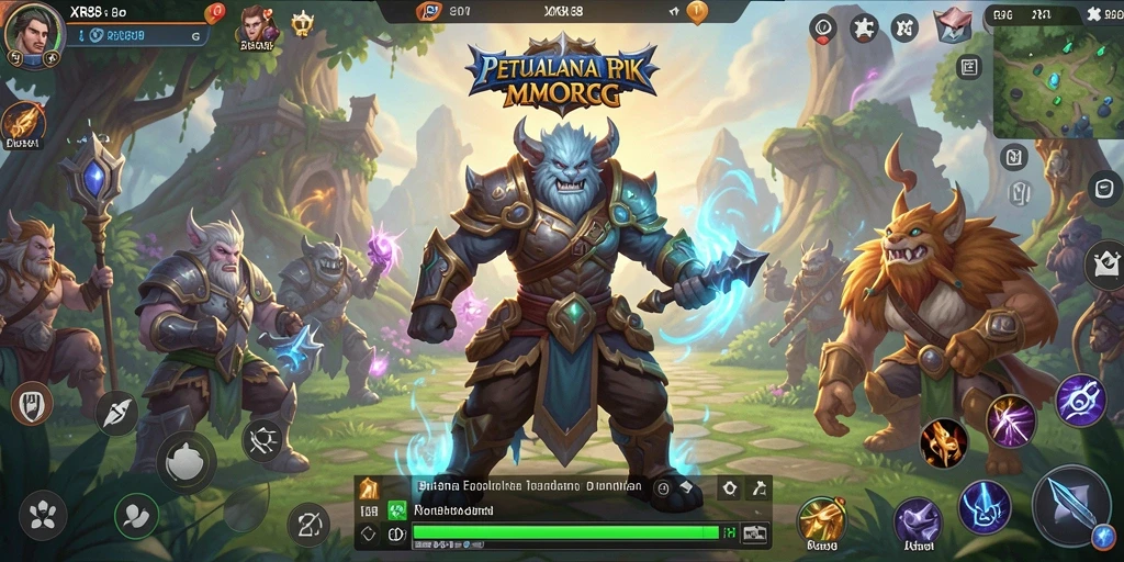 Screenshot menunjukkan gameplay seru dan interaksi pemain dalam MMORPG.